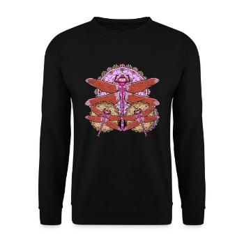 Libellen Liebhaber Insekt Geschenk Mandala Libelle - Unisex Pullover - Schwarz - Vorne - Alina (178cm) & Michal (187cm)