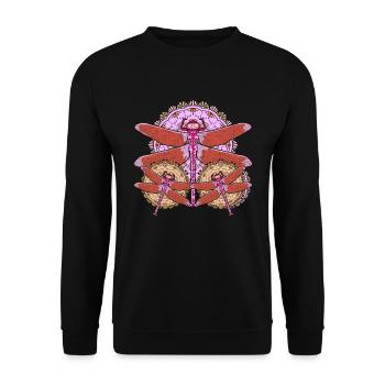 Tierliebhaber Mandala Insekt Geschenk Tier Libelle - Unisex Pullover - Schwarz - Vorne - Alina (178cm) & Michal (187cm)