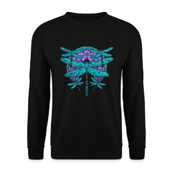 Animal Lover Gift Pretty Mandala Dragonfly - Unisex Sweatshirt - black - Front - Alina (178cm) & Michal (187cm)