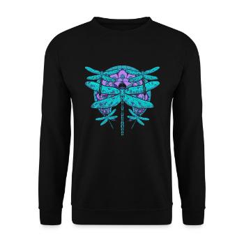 Insekten Liebhaber Geschenk Tier Mandala Libelle - Unisex Pullover - Schwarz - Vorne - Alina (178cm) & Michal (187cm)