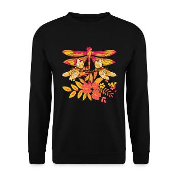 Insecte Animal Cadeau Libellule Florale Colorée - Sweat-shirt Unisexe - noir - Devant - Alina (178cm) & Michal (187cm)