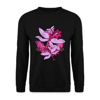 Bunte Blumen Insekt Geschenk Tierliebhaber Libelle - Unisex Pullover - Schwarz - Vorne - Alina (178cm) & Michal (187cm)