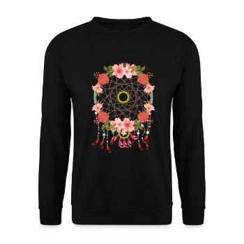 Boho Flower Jewelry Esoteric Gift Dream Catcher - Unisex Sweatshirt - black - Front - Alina (178cm) & Michal (187cm)