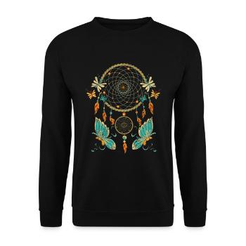 Feather Jewelry Butterfly Gift Dream Catcher - Unisex Sweatshirt - black - Front - Alina (178cm) & Michal (187cm)
