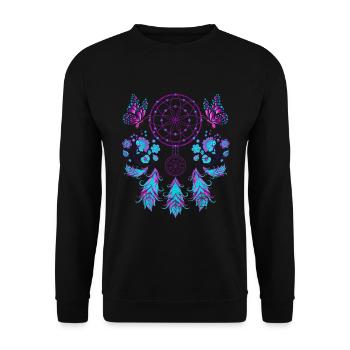 Butterfly Feather Bijoux Hippie Dream Catcher - Sweat-shirt Unisexe - noir - Devant - Alina (178cm) & Michal (187cm)