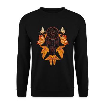 Butterfly Feathers Jewelry Gift Dream Catcher - Unisex Sweatshirt - black - Front - Alina (178cm) & Michal (187cm)