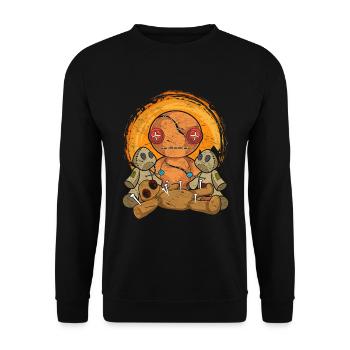 Creepy Wiccan Witch Gift Voodoo Doll - Unisex Sweatshirt - black - Front - Alina (178cm) & Michal (187cm)