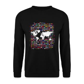 World Map Travel Map Gift Flag - Unisex Sweatshirt - black - Front - Alina (178cm) & Michal (187cm)