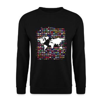 Map Flags Travel Gift World Map - Unisex Sweatshirt - black - Front - Alina (178cm) & Michal (187cm)