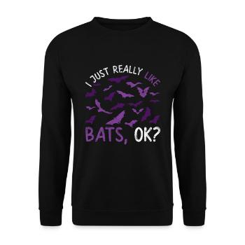 J’aime juste les chauves-souris Ok chauve-souris animale - Sweat-shirt Unisexe - noir - Devant - Alina (178cm) & Michal (187cm)