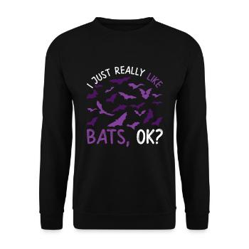 Lustiges Halloween Geschenk Gruseliges Fledermaus - Unisex Pullover - Schwarz - Vorne - Alina (178cm) & Michal (187cm)