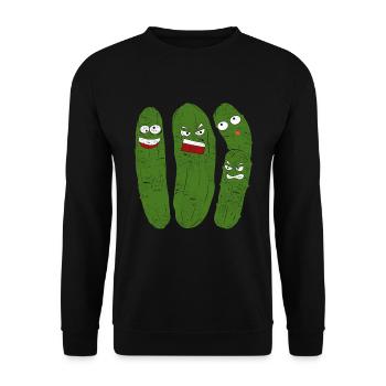 Essiggurke Saures Gürkchen Geschenk Lustiges Gurke - Unisex Pullover - Schwarz - Vorne - Alina (178cm) & Michal (187cm)