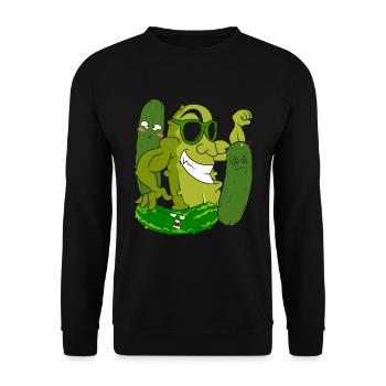 Saure Gurke Lustiges Geschenk Sonnenbrille Gurke - Unisex Pullover - Schwarz - Vorne - Alina (178cm) & Michal (187cm)
