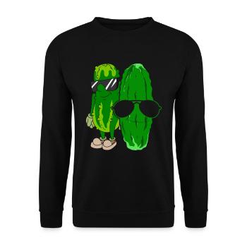 Saures Gürkchen Coole Sonnenbrille Geschenk Gurke - Unisex Pullover - Schwarz - Vorne - Alina (178cm) & Michal (187cm)