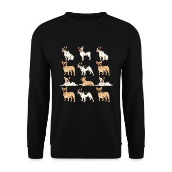 Haustier Hunde Geschenk Französische Bulldogge - Unisex Pullover - Schwarz - Vorne - Alina (178cm) & Michal (187cm)