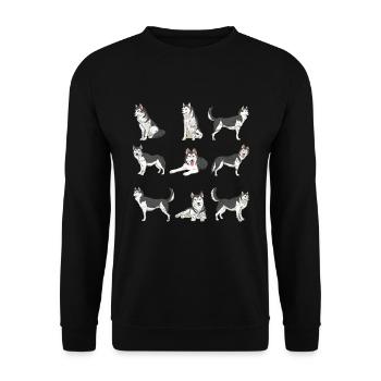 Sibirischer Schlittenhund Geschenk Hunde Husky - Unisex Pullover - Schwarz - Vorne - Alina (178cm) & Michal (187cm)