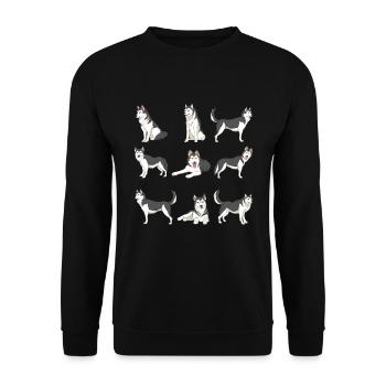 Hundeliebhaber Sibirischer Hund Geschenk Husky - Unisex Pullover - Schwarz - Vorne - Alina (178cm) & Michal (187cm)