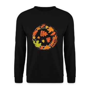 Bunte Laubblätter Wald Laub Geschenk Herbst - Unisex Pullover - Schwarz - Vorne - Alina (178cm) & Michal (187cm)