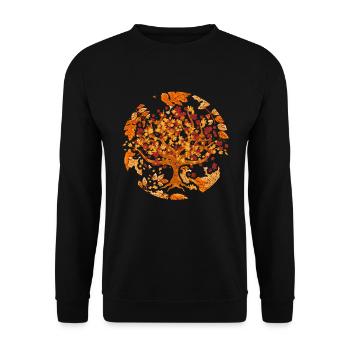 Farbenfrohes Laub Natur Baum Geschenk Herbst - Unisex Pullover - Schwarz - Vorne - Alina (178cm) & Michal (187cm)