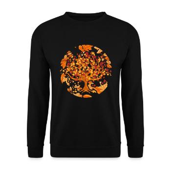 Natur Laub Wald Bunte Laubblätter Geschenk Herbst - Unisex Pullover - Schwarz - Vorne - Alina (178cm) & Michal (187cm)