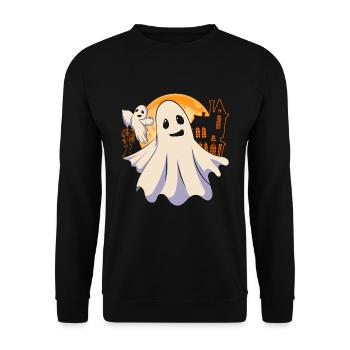 Cute Ghost Halloween Costume Gift Ghost - Unisex Sweatshirt - black - Front - Alina (178cm) & Michal (187cm)