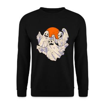Ghost Halloween Costume Gift Ghost - Unisex Sweatshirt - black - Front - Alina (178cm) & Michal (187cm)