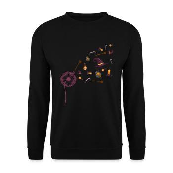Gruseliges Hexen Hut Geschenk Pusteblume Halloween - Unisex Pullover - Schwarz - Vorne - Alina (178cm) & Michal (187cm)