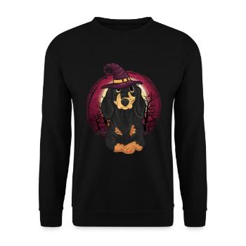 Chien effrayant Cadeau Chapeau de sorcière Halloween Teckel - Sweat-shirt Unisexe - noir - Devant - Alina (178cm) & Michal (187cm)