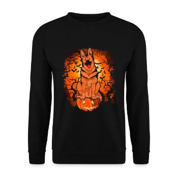 Fledermaus Hunde Halloween Deutscher Schäferhund - Unisex Pullover - Schwarz - Vorne - Alina (178cm) & Michal (187cm)
