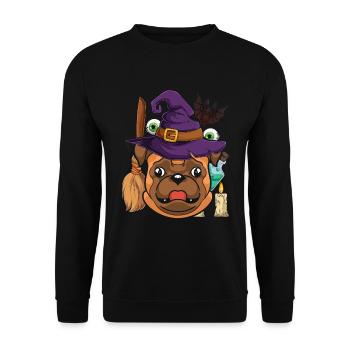 Sorcières Chapeau Chiens Chauve-souris Cadeau Halloween Carlin - Sweat-shirt Unisexe - noir - Devant - Alina (178cm) & Michal (187cm)