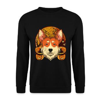 Pumpkin Full Moon Dogs Gift Halloween Corgi - Unisex Sweatshirt - black - Front - Alina (178cm) & Michal (187cm)