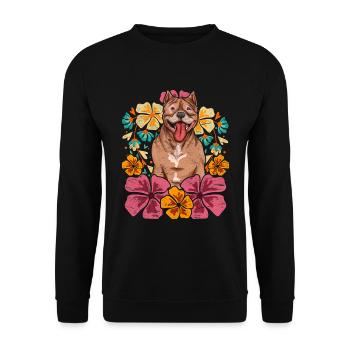 Dog Owner Dogs Gift Colorful Floral Pitbull - Unisex Sweatshirt - black - Front - Alina (178cm) & Michal (187cm)