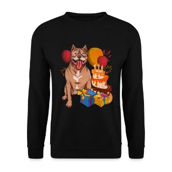 Hund Haustier Geburtstags Party Geschenk Pitbull - Unisex Pullover - Schwarz - Vorne - Alina (178cm) & Michal (187cm)