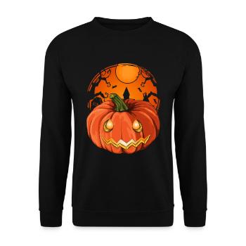 Effrayant Halloween Cadeau Full Moon Pumpkin - Sweat-shirt Unisexe - noir - Devant - Alina (178cm) & Michal (187cm)