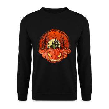 Halloween Costume Cadeau Full Moon Pumpkin - Sweat-shirt Unisexe - noir - Devant - Alina (178cm) & Michal (187cm)