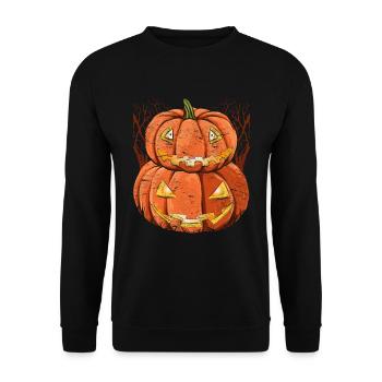 Jack O Lantern Halloween Gift Pumpkin - Unisex Sweatshirt - black - Front - Alina (178cm) & Michal (187cm)