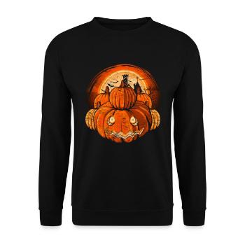 Full Moon Bat Halloween Gift Pumpkin - Unisex Sweatshirt - black - Front - Alina (178cm) & Michal (187cm)