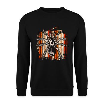Retro Vogelspinne Tarantel Tier Geschenk Spinne - Unisex Pullover - Schwarz - Vorne - Alina (178cm) & Michal (187cm)