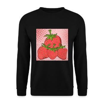 Erdbeeren Sommer Frucht Obst Geschenk Erdbeere - Unisex Pullover - Schwarz - Vorne - Alina (178cm) & Michal (187cm)