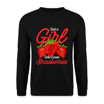 Red Berry Fruit Fruit Girl Gift Strawberry - Unisex Sweatshirt - black - Front - Alina (178cm) & Michal (187cm)