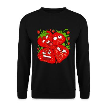 Red Berries Fruit Fruit Gift Funny Strawberry - Unisex Sweatshirt - black - Front - Alina (178cm) & Michal (187cm)