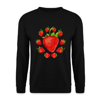 Fruit Summer Fruit Red Berries Gift Strawberry - Unisex Sweatshirt - black - Front - Alina (178cm) & Michal (187cm)