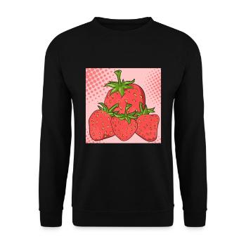 Summer Fruit Red Berries Fruit Gift Strawberry - Unisex Sweatshirt - black - Front - Alina (178cm) & Michal (187cm)