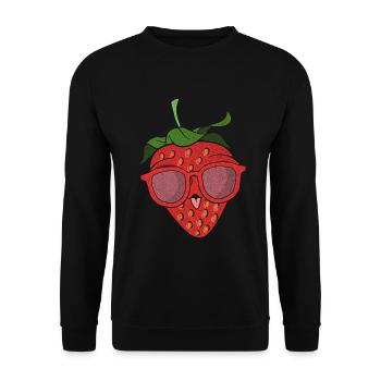 Coole Sonnenbrille Rote Beeren Geschenk Erdbeere - Unisex Pullover - Schwarz - Vorne - Alina (178cm) & Michal (187cm)