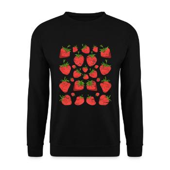 Strawberries Red Berries Fruit Gift Strawberry - Unisex Sweatshirt - black - Front - Alina (178cm) & Michal (187cm)