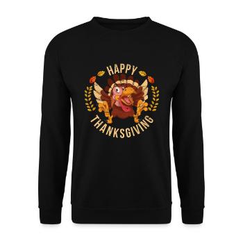 Vogel Geschenk Frohes Erntedankfest Truthahn - Unisex Pullover - Schwarz - Vorne - Alina (178cm) & Michal (187cm)
