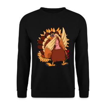 Autumn Animal Sunflower Gift Dabbing Turkey - Unisex Sweatshirt - black - Front - Alina (178cm) & Michal (187cm)
