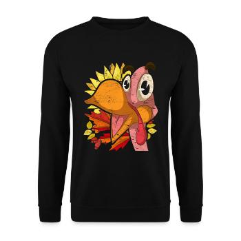 Autumn Foliage Sunflower Bird Gift Turkey - Unisex Sweatshirt - black - Front - Alina (178cm) & Michal (187cm)