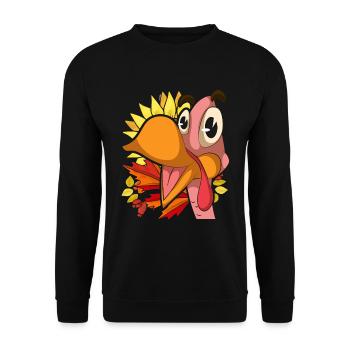 Sonnenblumen Herbst Laub Vogel Geschenk Truthahn - Unisex Pullover - Schwarz - Vorne - Alina (178cm) & Michal (187cm)