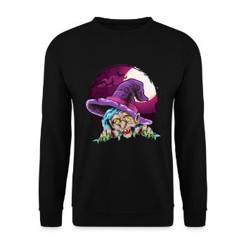 Creepy Halloween Costume Gift Witch - Unisex Sweatshirt - black - Front - Alina (178cm) & Michal (187cm)